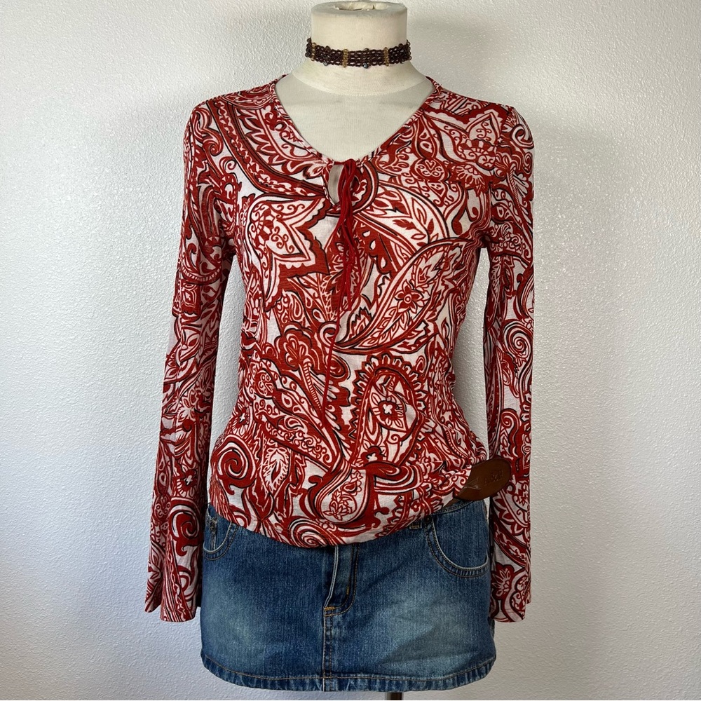Charlotte Russe Red Paisley Blouse